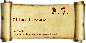 Milos Tirzusz névjegykártya